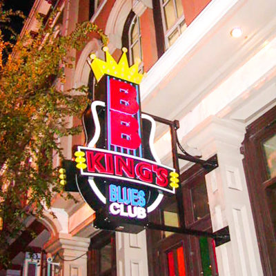 Exterior signage with illuminated letters