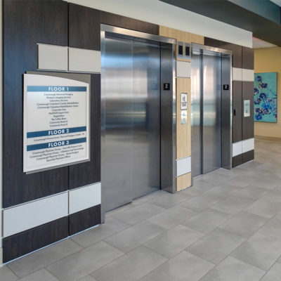 Example of interior signage next to elevators